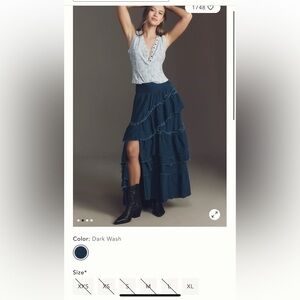 Anthropologie Pilcro asymmetrical Tiered maxi Skirt